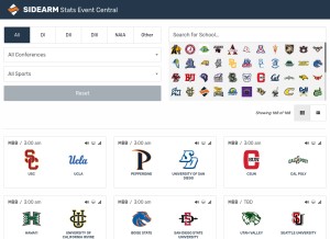 How sidearmstats.com looks like on a tablet such as an iPad.