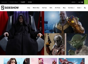 How sideshow.com looks like on a tablet such as an iPad.