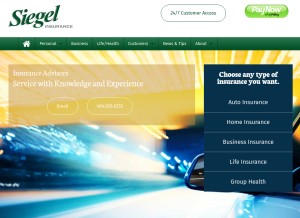 How siegelinsurance.com looks like on a tablet such as an iPad.
