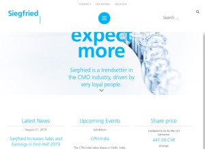 How siegfried.ch looks like on a tablet such as an iPad.