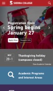 How sierracollege.edu looks like on a mobile device such as an iPhone.