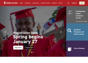 How sierracollege.edu looks like on a tablet such as an iPad.