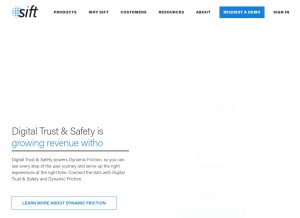 How sift.com looks like on a tablet such as an iPad.
