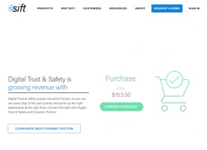 How siftscience.com looks like on a tablet such as an iPad.