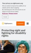 How sightsavers.org looks like on a mobile device such as an iPhone.
