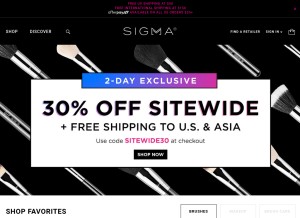 How sigmabeauty.com looks like on a tablet such as an iPad.