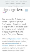 How signagelive.com looks like on a mobile device such as an iPhone.