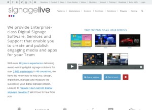 How signagelive.com looks like on a tablet such as an iPad.