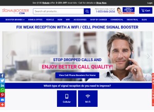 How signalbooster.com looks like on a tablet such as an iPad.
