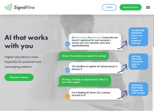 How signalvine.com looks like on a tablet such as an iPad.