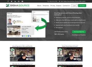 How signasource.com looks like on a tablet such as an iPad.