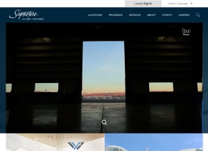 How signatureflight.com looks like on a tablet such as an iPad.