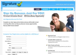 How signaturesurveys.com looks like on a tablet such as an iPad.