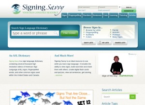 How signingsavvy.com looks like on a tablet such as an iPad.