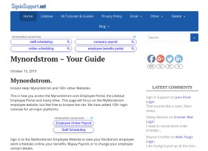 How signinsupport.net looks like on a tablet such as an iPad.