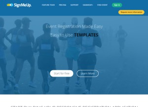 How signmeup.com looks like on a tablet such as an iPad.