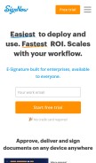 How signnow.com looks like on a mobile device such as an iPhone.