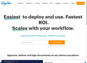 How signnow.com looks like on a tablet such as an iPad.