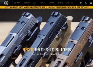 How sigsauer.com looks like on a tablet such as an iPad.