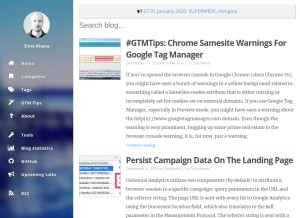 How simoahava.com looks like on a tablet such as an iPad.