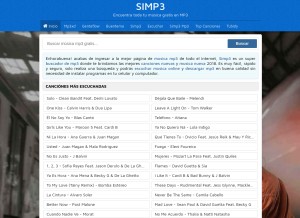 How simp3s.net looks like on a tablet such as an iPad.