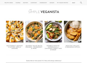 How simple-veganista.com looks like on a tablet such as an iPad.