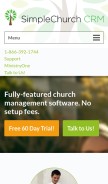 How simplechurchcrm.com looks like on a mobile device such as an iPhone.