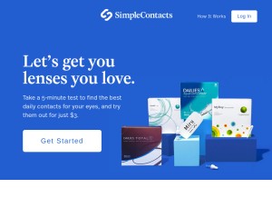How simplecontacts.com looks like on a tablet such as an iPad.