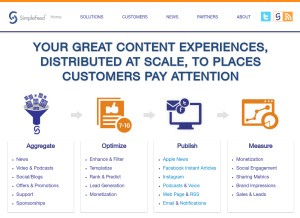 How simplefeed.com looks like on a tablet such as an iPad.