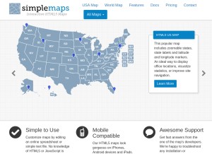 How simplemaps.com looks like on a tablet such as an iPad.