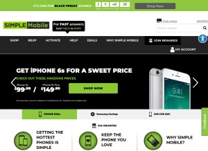 How simplemobile.com looks like on a tablet such as an iPad.