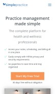 How simplepractice.com looks like on a mobile device such as an iPhone.
