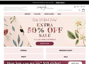How simplydresses.com looks like on a tablet such as an iPad.