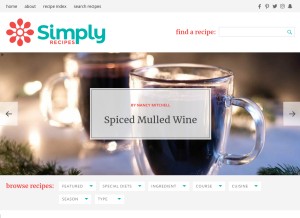 How simplyrecipes.com looks like on a tablet such as an iPad.