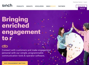 How sinch.com looks like on a tablet such as an iPad.