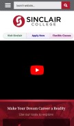 How sinclair.edu looks like on a mobile device such as an iPhone.