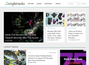 How singletracks.com looks like on a tablet such as an iPad.