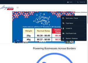 How singpost.com looks like on a tablet such as an iPad.