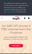 How singtel.com looks like on a mobile device such as an iPhone.
