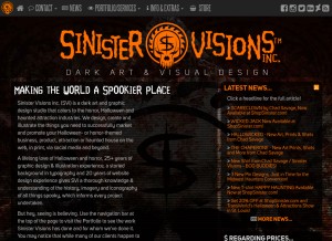How sinistervisions.com looks like on a tablet such as an iPad.