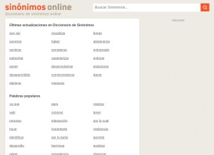 How sinonimosonline.com looks like on a tablet such as an iPad.