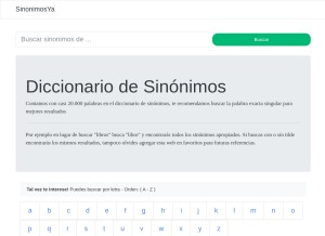 How sinonimosya.com looks like on a tablet such as an iPad.