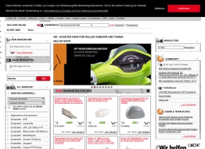 How sip-scootershop.com looks like on a tablet such as an iPad.