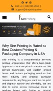 How sireprinting.com looks like on a mobile device such as an iPhone.