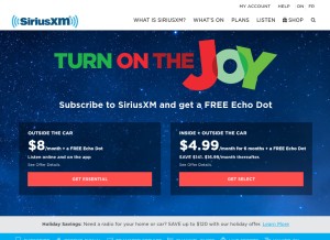 How siriusxm.ca looks like on a tablet such as an iPad.
