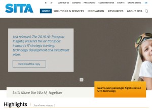 How sita.aero looks like on a tablet such as an iPad.