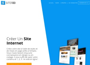 How site123.com looks like on a tablet such as an iPad.