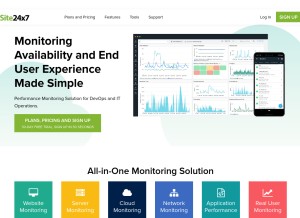How site24x7.eu looks like on a tablet such as an iPad.