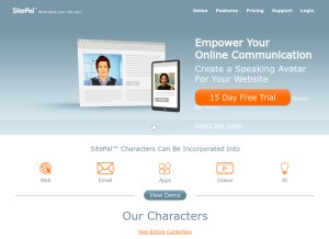 How sitepal.com looks like on a tablet such as an iPad.
