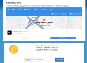 How siteprice.org looks like on a tablet such as an iPad.